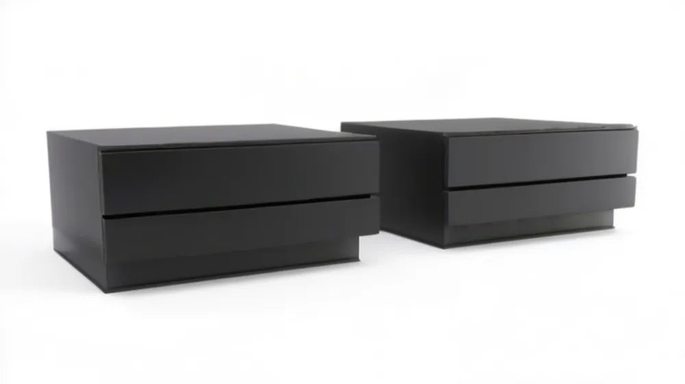 Zestaw 2 czarnych szafek nocnych MDF 50 x 40 x 30 cm z 2 szufladami