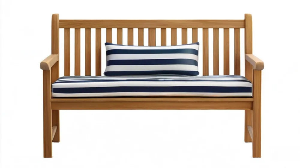 Dwuosobowa ławka ogrodowa z litego drewna akacjowego z poduszkami, brązowa, 120 x 65 x 90 cm