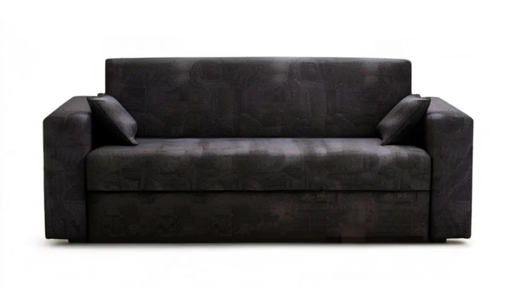 Czarna sofa trzyosobowa z mikrofibry poliestrowej 200 x 90 x 85 cm