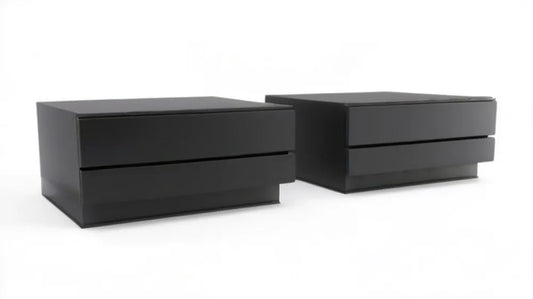 Zestaw 2 czarnych szafek nocnych MDF 50 x 40 x 30 cm z 2 szufladami