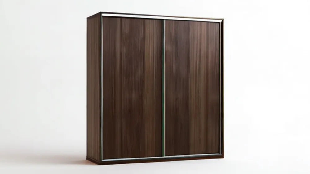 Szafa przesuwna 2-drzwiowa z płyty laminowanej, ciemny orzech/srebrny, 180 × 60 × 200 cm
