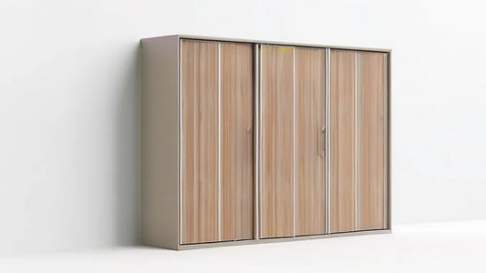 Czterodrzwiowa garderoba z płyty laminowanej, jasny dąb/szary, 250 × 60 × 220 cm