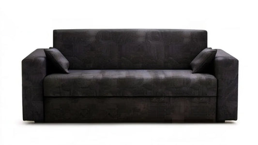 Czarna sofa trzyosobowa z mikrofibry poliestrowej 200 x 90 x 85 cm
