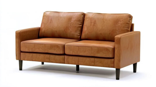 Brązowa sofa dwuosobowa z tapicerką PU, 160 x 85 x 82 cm
