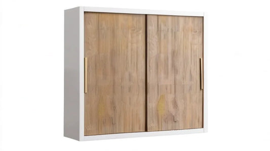 Szafa z 2 drzwiami przesuwnymi, biały/dąb/złoty, 180 x 60 x 200 cm